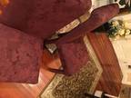 Two Maroon Fabric Chairs