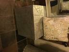 White and silver modern decor cubes, mirrors, pillows