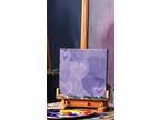 Lavender Purple Hearts Original Acrylic Canvas 6inx6in