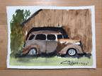 Original Watercolor. OlLD CAR. loose Style by: c.m.anderson