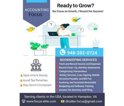 Bookkeeping/Accounting Services/ Notary Signing is a Accounting &amp; Bookkeeping service in Hampton VA