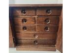 Vtg Japanese Tansu Handcrafted Wood Asian 8 Draw Jewelry Storage Chest Box