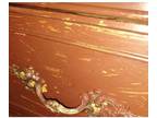 Dresser Wood Brown Antique Purple Gold Drop Handle Distressed 7 Drawer Vintage