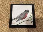 Rare Find -Original 4 3/4” Square Hand-painted (Set of 4 Birds ) Framed