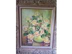 Hazel Rheinschild Vintage Piece...16x20...Beautiful Roses in Vase