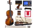 Cecilio CVN-320L Solidwood Ebony Fitted LEFT-HANDED Violin - 4/4 -Full Size