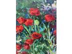 Sandra Boschet Large Original Oil Painting Oriental ￼ Poppies Floral Landscape