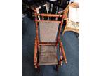 Victorian Upholstered Turned Wood Spool Style Spring Motion Rocking Chair