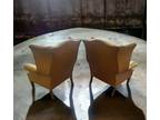 Exceptional Pair of Mid Twentieth Century Leather Wingback Chairs