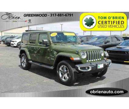 2021UsedJeepUsedWranglerUsed4x4 is a Green 2021 Jeep Wrangler Sahara SUV in Greenwood IN