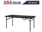 4' Fold-In-Half Adjustable Table, Rich Black Free Shipping New US