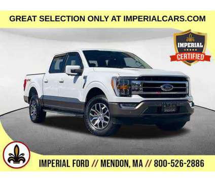 2022UsedFordUsedF-150 is a Grey, White 2022 Ford F-150 Lariat Car for Sale in Mendon MA