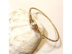 Gold Herringbone White Swarovski Pearl Bracelet