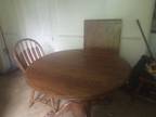 Solid Wood Round Table with Extension and 4 Chairs