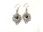 Silver Chainmaille Flower Earrings with Swarovski Pearl