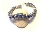 Silver Elf Weave Chainmaille Bracelet with Blue Crystals