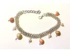 Silver Chainmaille Anklet with Seashells & Pearls