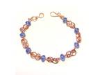 Copper Infinity Links Bracelet with Blue Crystal Beads