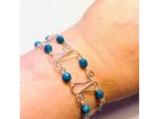Silver Large Chain Bracelet with Turquoise Beads