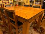 Wood counter high table with 6 chairs