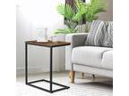 21.7" Side Table C Shaped End Table Sofa and Bed Table for TV Trays Rustic Brown