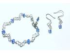 Silver and Blue Crystals Bracelet and Earring Set