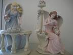 2 Large 13" Flowered Angel Figurines !