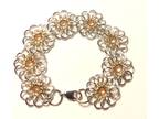 Silver and Gold Chrysanthemum Chainmail Bracelet