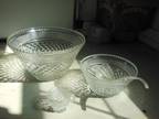 Vintage cut glass Punch Bowl and cups with ladle
