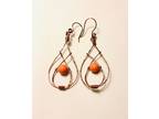 Copper Teardrop Earrings with Swarovski Pearl