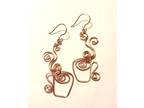 Copper or Silver Steaming Cup of Coffee Earrings