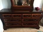 Antique Solid oak 6-drawer dresser and matching bed frame