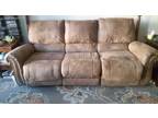 Full size soft leather electric recliner, good shape.