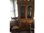 Antique Oak Hutch China Cabinet and Chairs