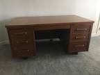Large brown solid wood desk