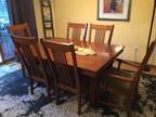 Mission style dining table and 6 chairs