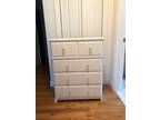 Beautiful repainted white dresser with crystal knobs