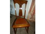 Antique Brown Wood/Leather Rocking Chair