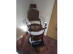 IBE antique wood barber chair wicker porcelain and cast iron