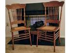 Two Antique Oak and Cane Chairs
