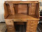 Solid wood, roll top desk