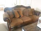Ashley Leather and Tweed Sofa and Loveseat
