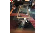 Gray Metal Coffee Table w/Glass Top and 2 Matching End Tables