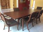 Wood Dining Table Set with 6 chairs 110.5 in long x 43in wide with two 15.75in x