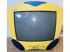 Vtg 2000 KONKA Retro Colors CRT 13" TV Gaming Blue and Yellow w/ Remote