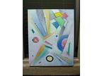 abstract A VOLATILE MARKET Kandinsky style original oil Painting Signed Crowell
