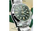 Rolex ♛ Milgauss 116400GV Black Dial ❇️Green Crystal Complete Box & Papers