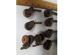 Vintage Lot of Furniture Wheels / Casters 17 total, iron wheels, wood wheels