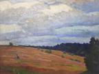 German Artist Ernest Odefey Oil On Canvas Hamberg, Germany Harvest Scene 1918