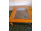 Large Oak Coffee Table with glass top and matching end table